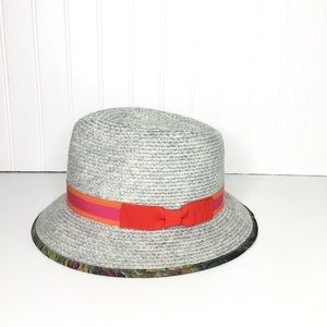 Grace Grey Bucket Hat Pink Orange Ribbon OS